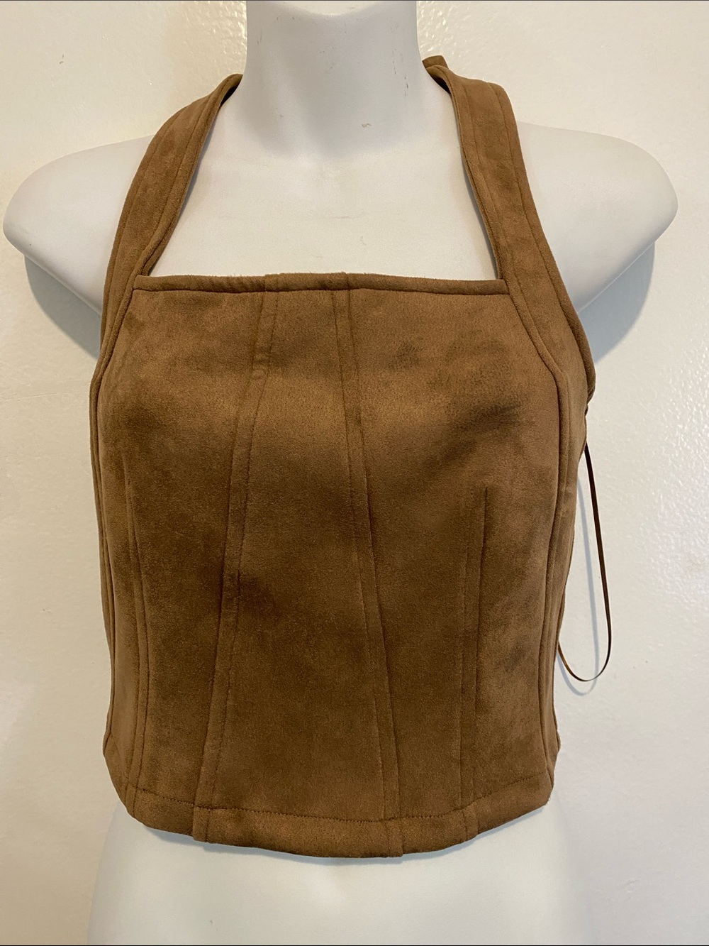 Sincerely Jules Brown Suede Halter Crop Top